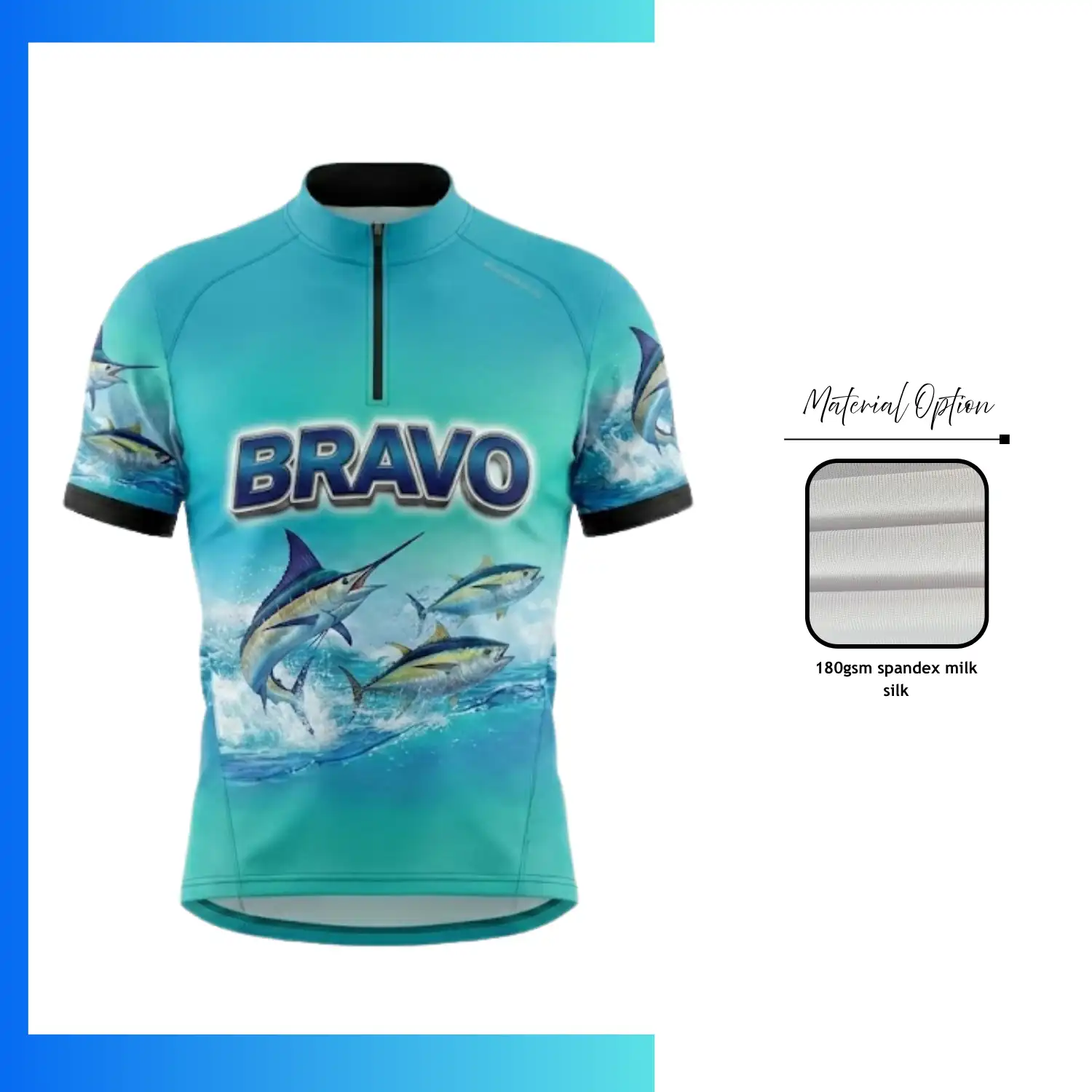 Sublimated Short Sleeves Quarter Zip Fishing Jersey | Performance Angler Shirt