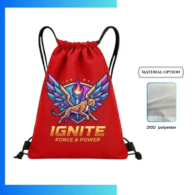 Custom Premium 210D Drawstring Bag with Screen Printing – Strap Ear Bottom