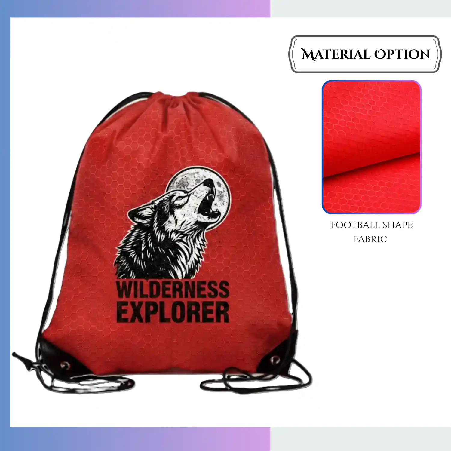 Custom Football Pattern Drawstring Bag – 210D Sports Promo Backpack
