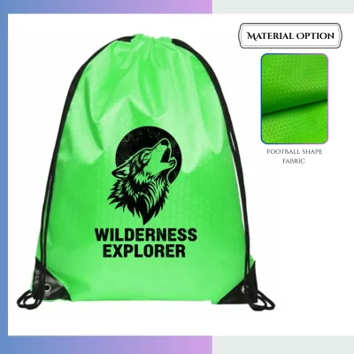 Large football fabric drawstring bag, 15×18 inch sports team custom logo screen print heat press