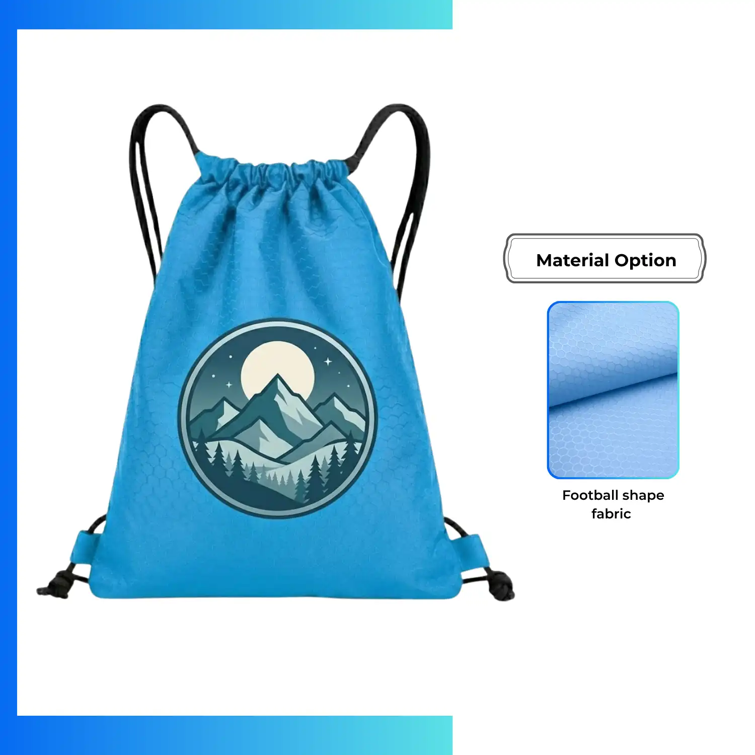 Custom Football Fabric Drawstring Bag – 13.5×16.5 Inch Sports Backpack with Screen Printing