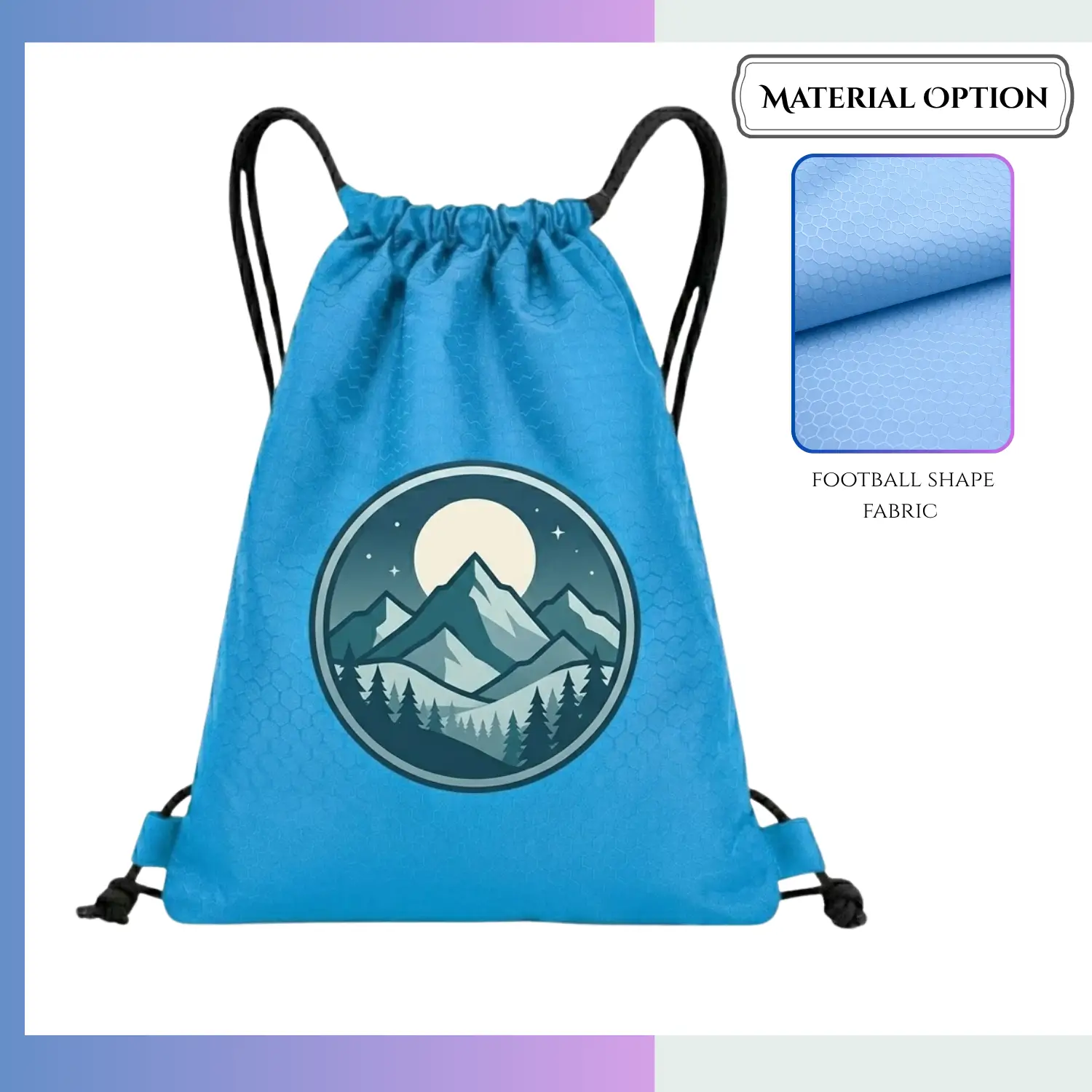 Football texture drawstring bag 13.5×16.5 inch, custom logo screen print for sports team promo
