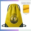 Classic football texture drawstring bag, custom printed for sports team and fan promotional giveaways