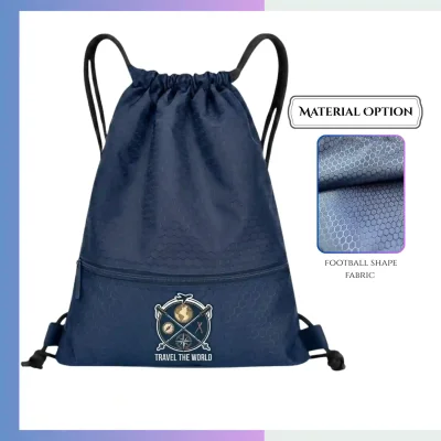 Custom Football Fabric Drawstring Bag 13.5×16.5 – Textured Sports Sack with Screen Print Logo