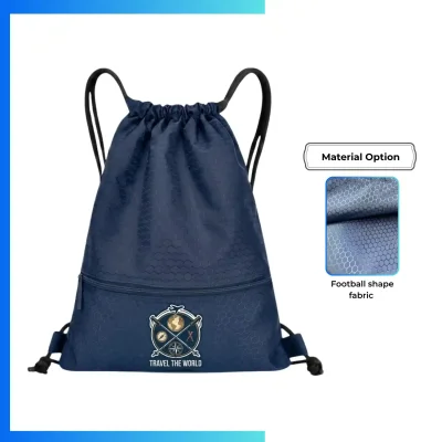 Custom Football Fabric Drawstring Bag 13.5Γ16.5 β Textured Sports Sack with Screen Print Logo