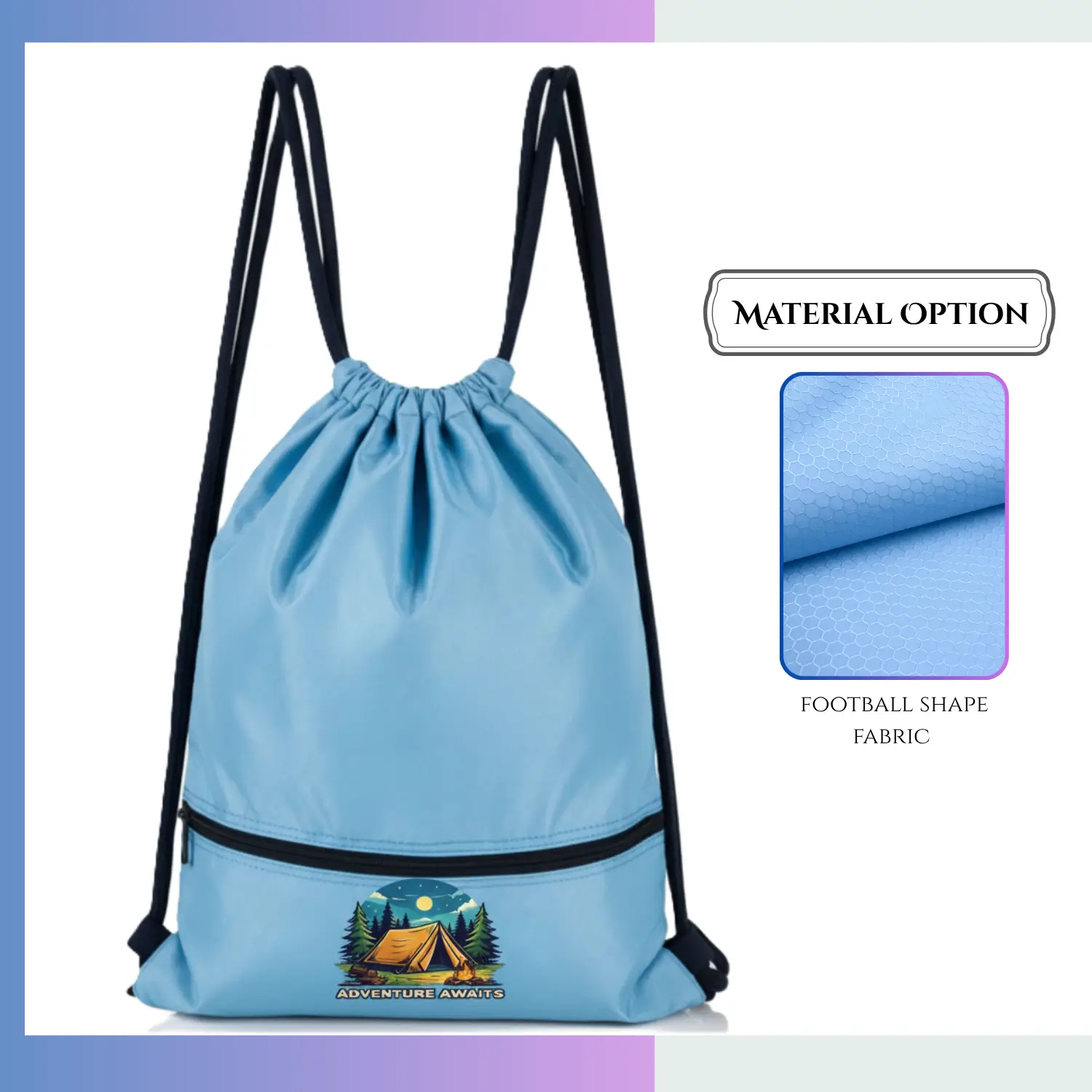 Premium football texture drawstring bag 15Γ18 inch, custom logo for sports team premium promo