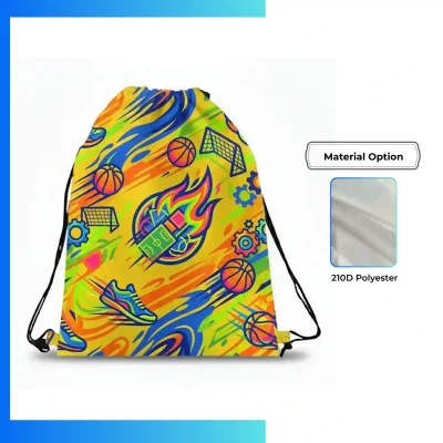 Large Custom Dye Sublimation Drawstring Bag 15Γ18 β 210D Polyester Gym Sack with Strap Ear Design