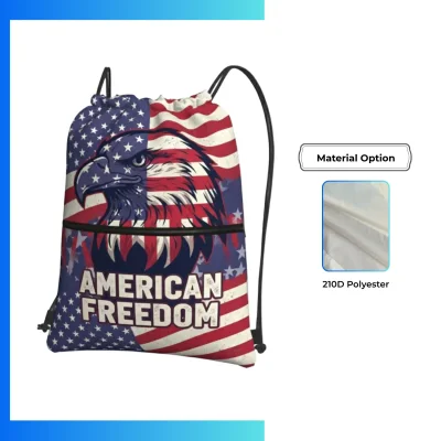 Custom Dye Sublimation Drawstring Bag with Front Zipper Pocket β 13.5βx16.5β 210D Polyester Promotional Backpack