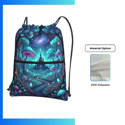 Large Custom Dye Sublimation Drawstring Bag with Front Zipper Pocket β 15βx18β 210D Polyester Promotional Backpack