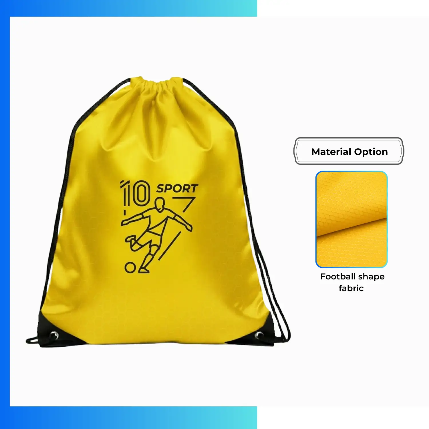 Custom Football Fabric Drawstring Bag – 13.5x16.5” Full Sublimation Sports Backpack