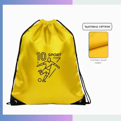 Standard football texture sublimation drawstring bag, 12 base colors full print custom sports promo