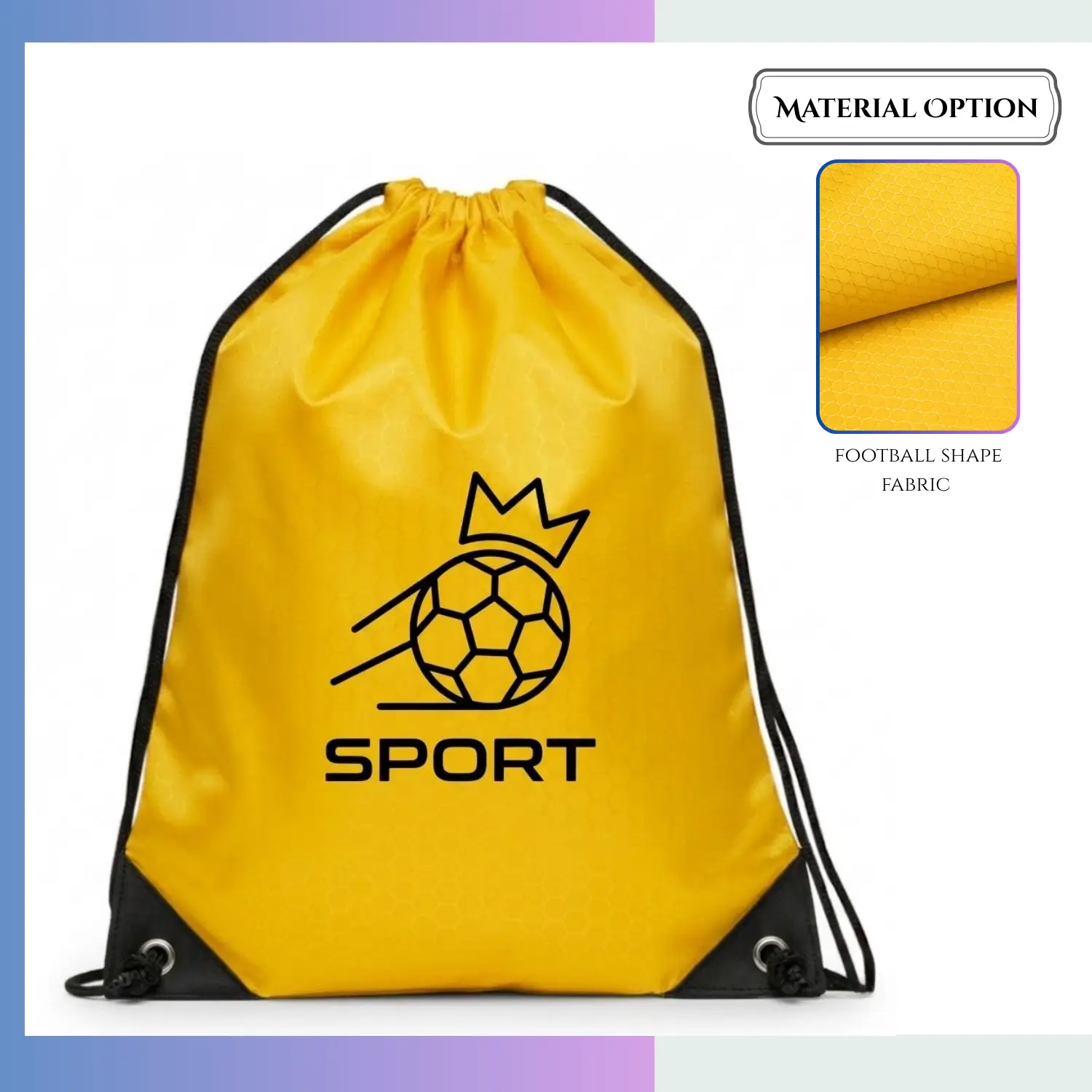 15×18 football texture sublimation drawstring bag, full all-over print custom sports promotional bag