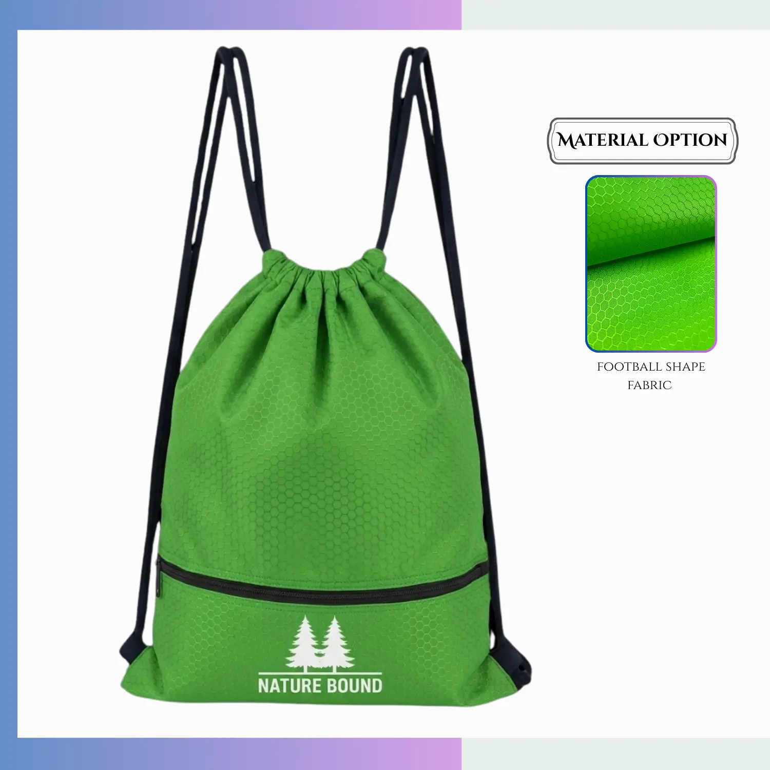Premium grade football texture drawstring bag, full edge-to-edge sublimation custom sports gift bag