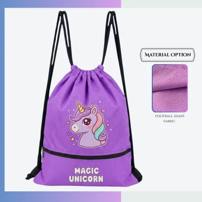 Football texture drawstring bag, custom heat press transfer / screen print sports promotional bag