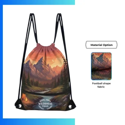 Large Custom Football Fabric Drawstring Bag β 15x18β Heat Press Logo Sports Backpack