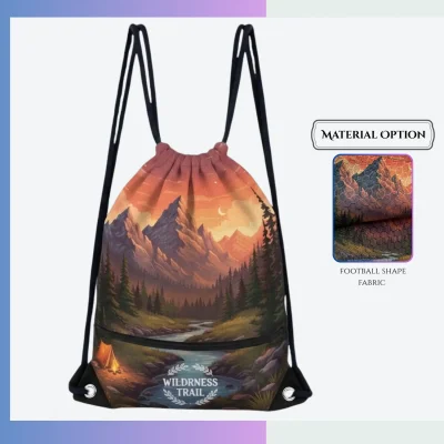 15×18 oversized football texture drawstring bag, custom heat press transfer & screen print sports bag