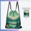Standard football texture drawstring bag, custom heat press transfer and screen print sports promotional bag
