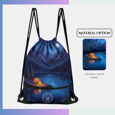 Standard football texture drawstring bag, heat press transfer & screen print custom sports giveaway bag