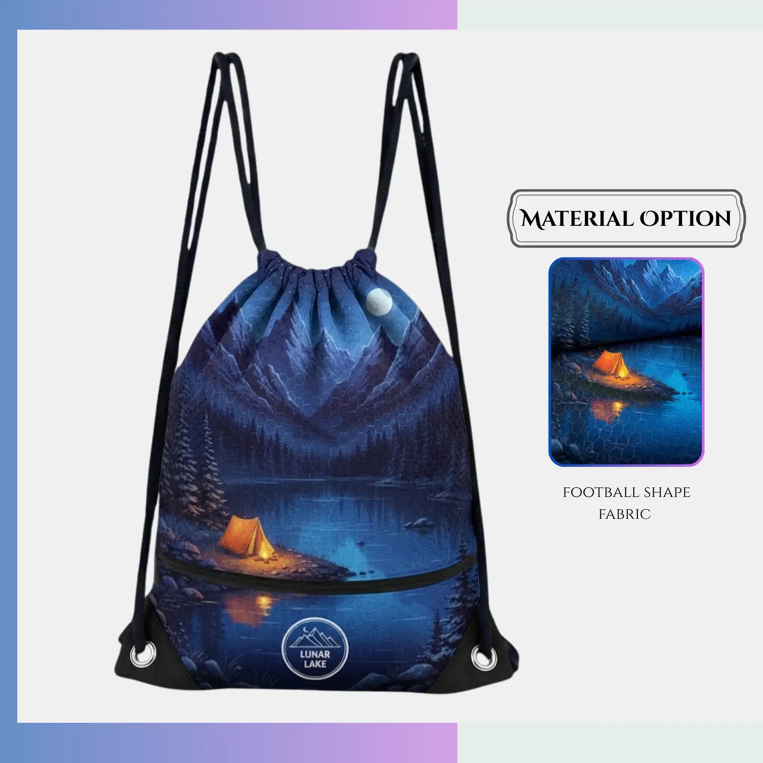 Standard football texture drawstring bag, heat press transfer & screen print custom sports giveaway bag