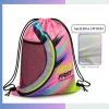 Extra large wide 210D polyester drawstring sack, custom screen print & heat press sports promo bag