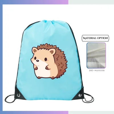 Tall 210D polyester drawstring bag, custom logo for sports & promotion