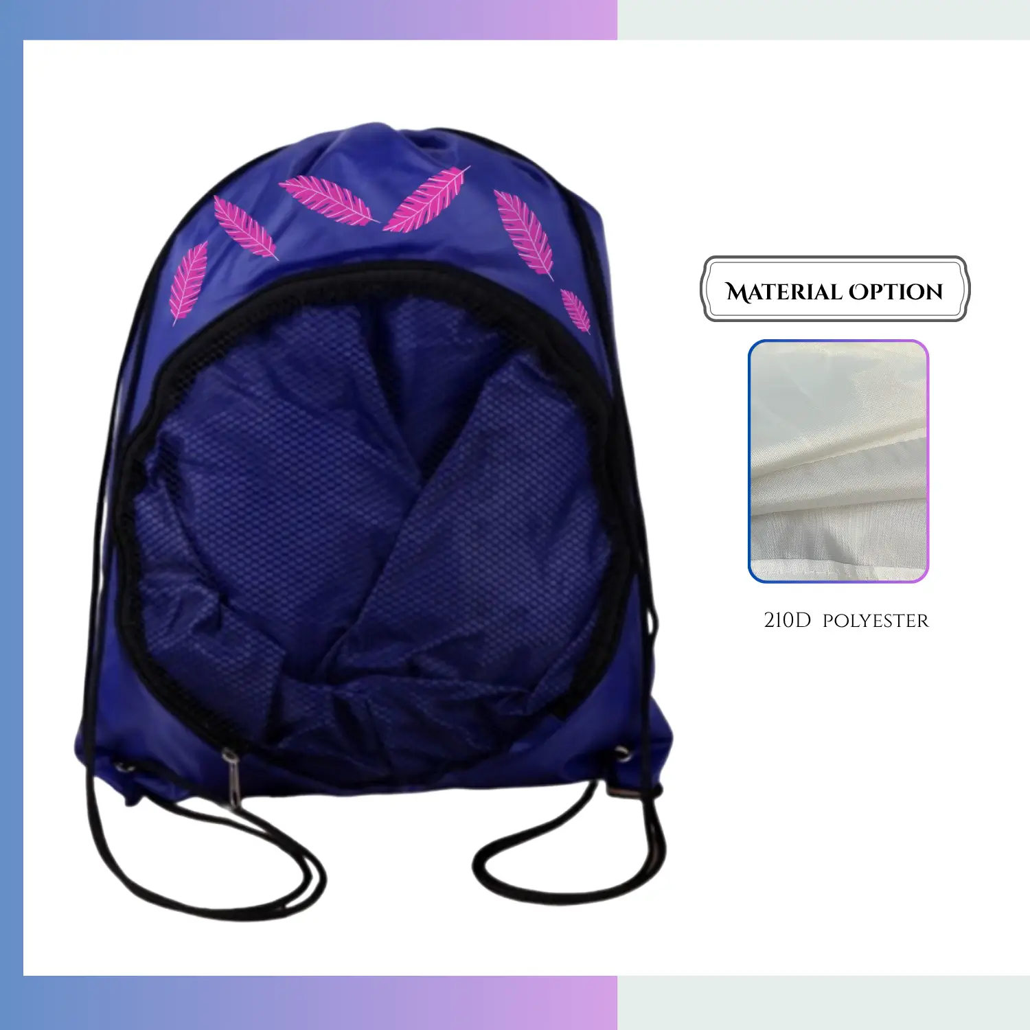 Premium tall 210D drawstring bag custom logo corporate sports giveaway