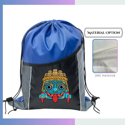 Premium tall 210D polyester drawstring bag custom logo corporate sports prom