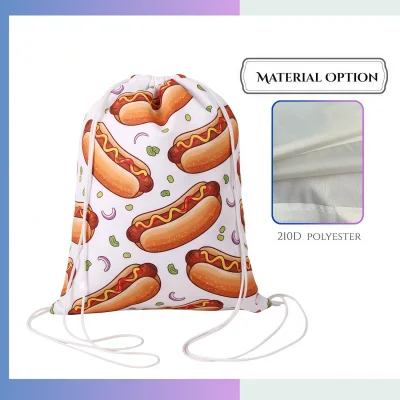 Multi-purpose 210D polyester stock drawstring bag custom logo for sport school promo