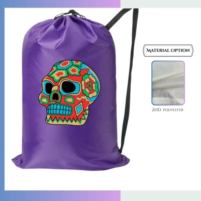 Jumbo 210D polyester drawstring bag custom logo for laundry beach sports gear