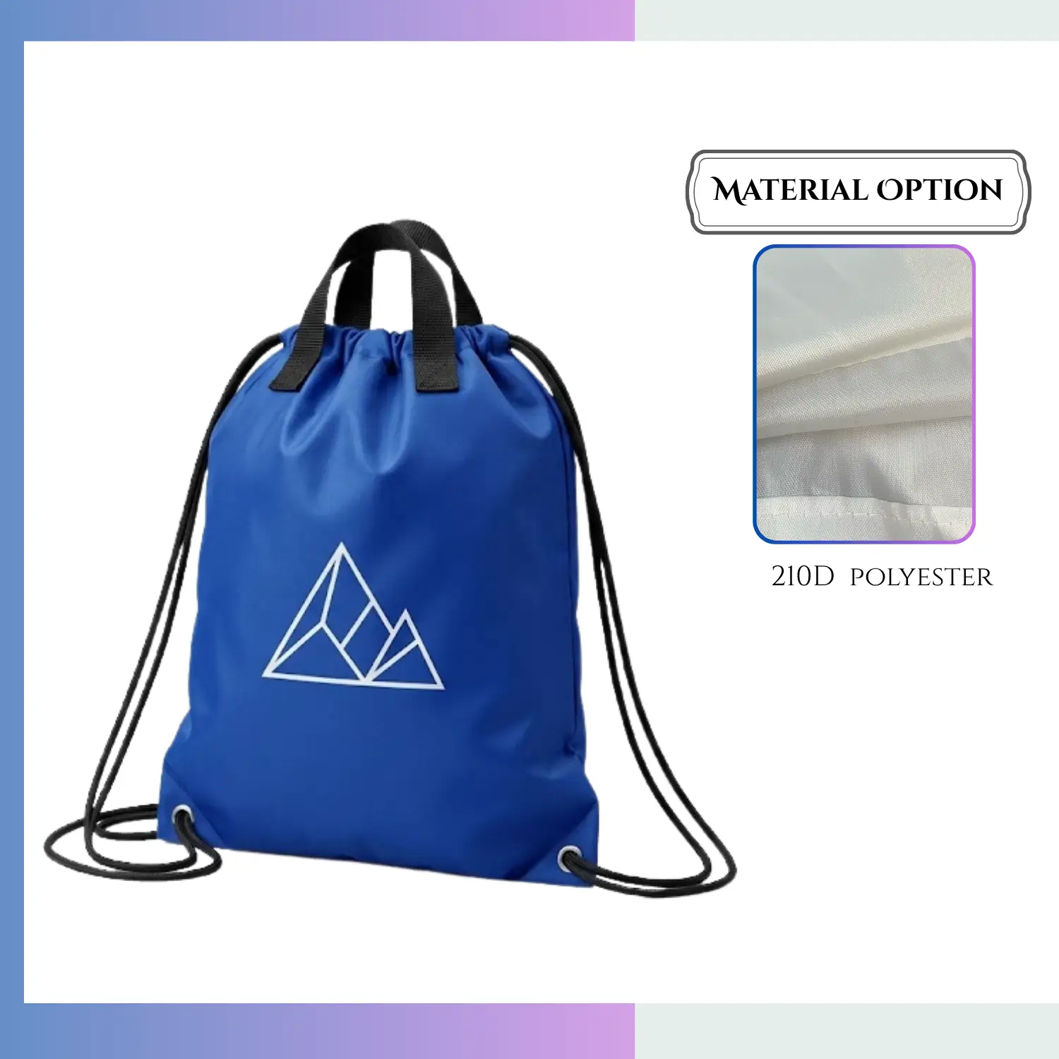 Classic 210D polyester drawstring bag custom logo school gym event giveaway