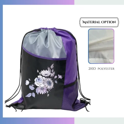 13×17 inch 210D drawstring bag compact width extra tall custom logo