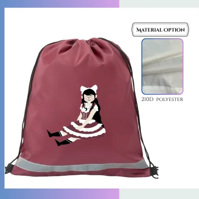 Wide 14×17 inch 210D drawstring bag custom logo for sports gear school event