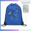 210D sublimation drawstring bag with non-woven reinforced bottom, custom all-over print for school sports promo