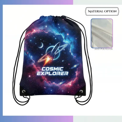 15×18 large sublimation drawstring bag with non-woven reinforced base, heavy duty custom all-over print