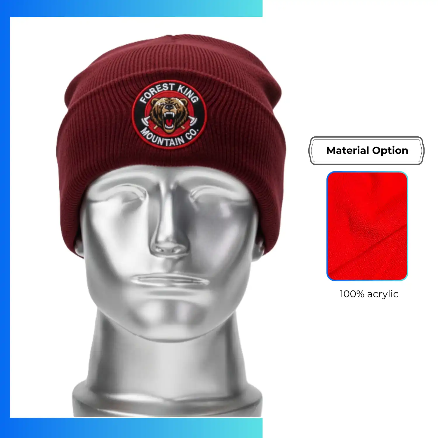 Premium Knitted Cuffed Beanie – Custom Embroidery & Patch Logo Winter Hat
