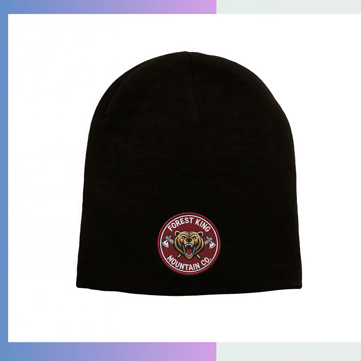 Two-layer jacquard knit beanie custom 6-color pattern leather patch embroidery premium winter wear