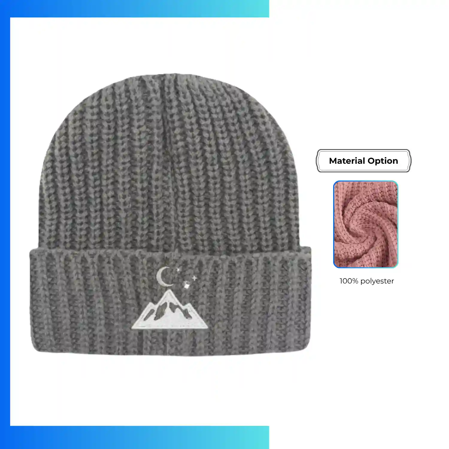 Extra-Large Knitted Cuffed Winter Beanie – 100% Polyester Flat Knit Custom Logo Beanie