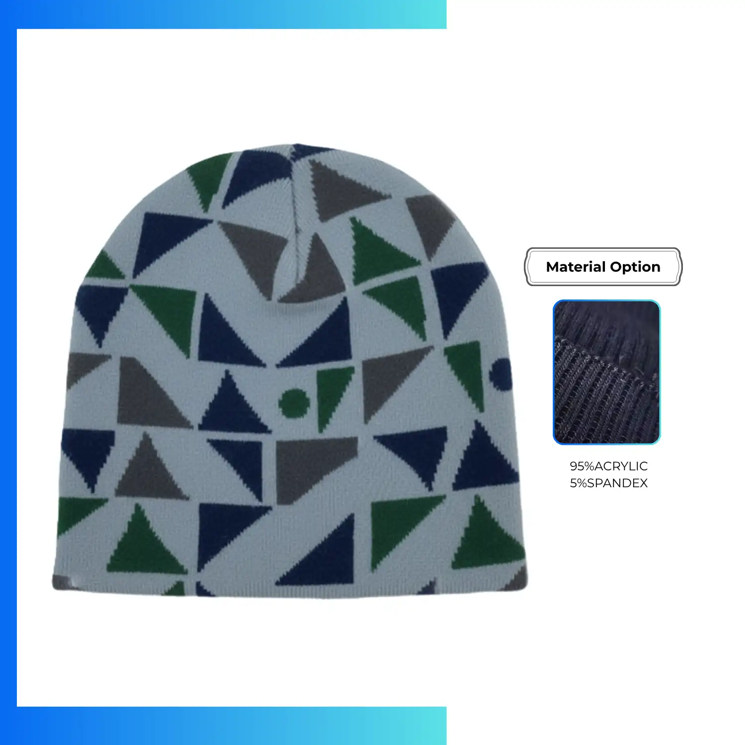 Letter Graphics Jacquard Knitted Beanie – Custom Logo Embroidery Winter Stretch Hat