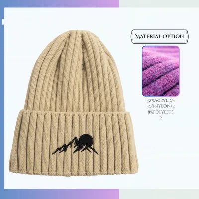 Premium Striped Cuffed Knitted Beanie – Tri-Blend Winter Hat with Custom Embroidery Options