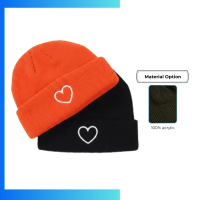 Kids Acrylic Cuffed Knitted Beanie Hat – Custom Logo Winter Cap for Children