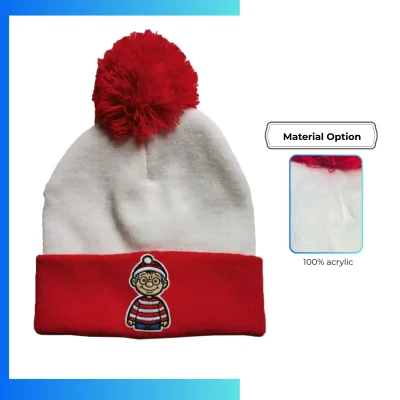 Value Knitted Pom Pom Cuffed Beanie - Stock Offer | 100% Acrylic Playful Winter Hat