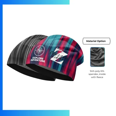 Custom Dual Layer Sublimation Beanie with Fleece Lining | Full Color Printed Winter Hat