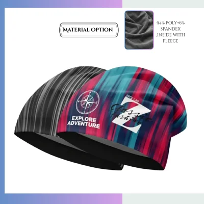 Full edge-to-edge sublimation beanie fleece lined unlimited color custom festival beanie