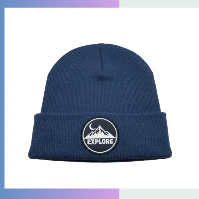 Cheap bulk polyester cuffed beanie ultra budget custom logo community school winter giveaway