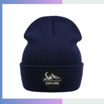 100% acrylic classic knit beanie bulk custom logo corporate school winter promo