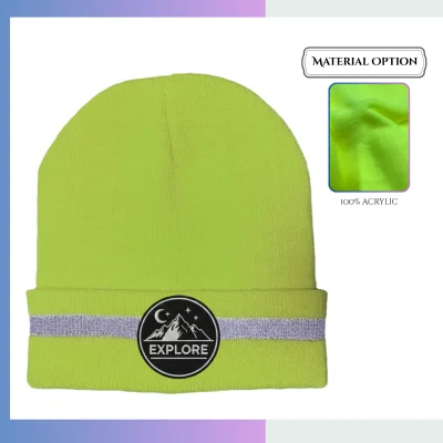 100% acrylic reflective safety beanie low light visibility workwear custom logo