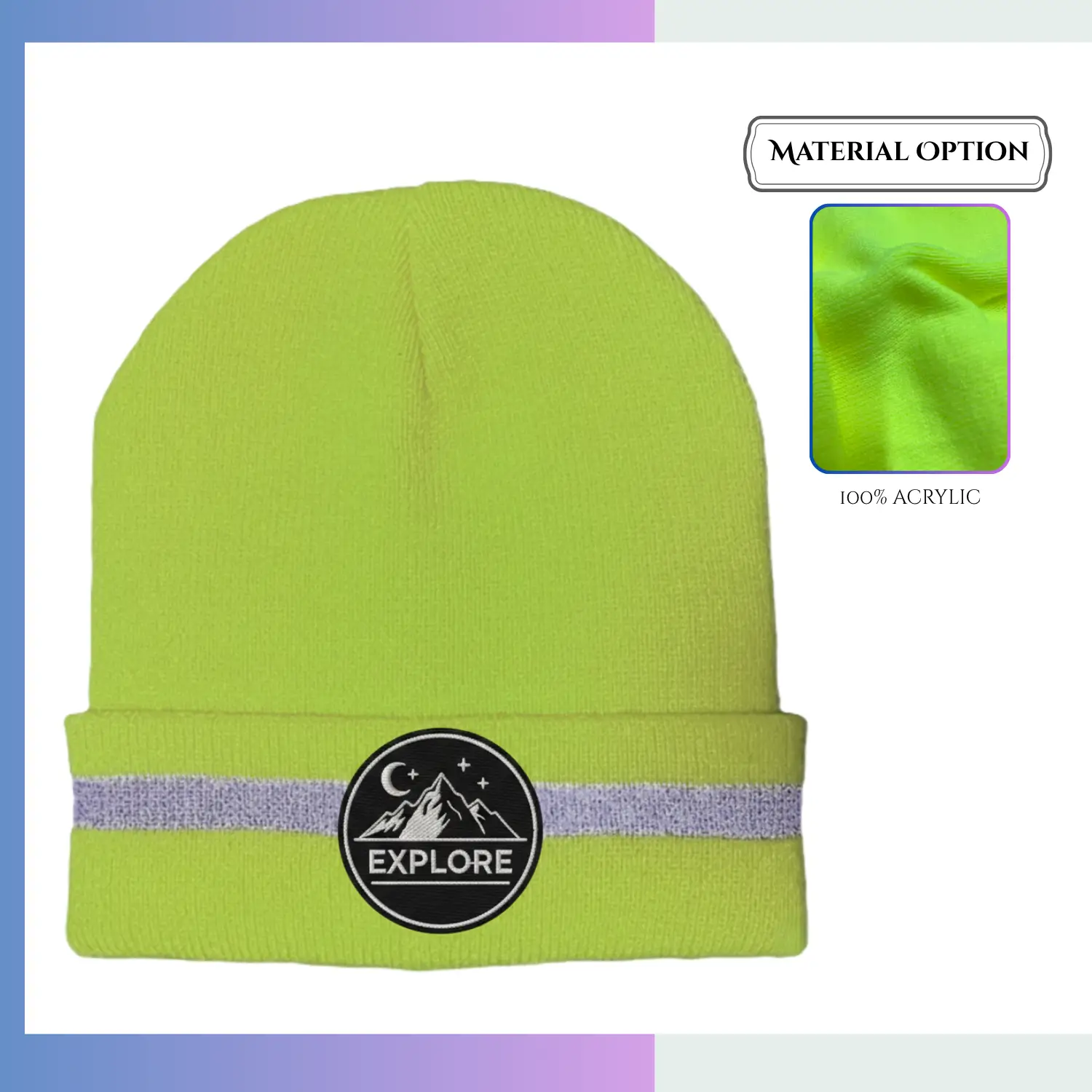 100% acrylic reflective safety beanie low light visibility workwear custom logo