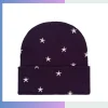 Stock jacquard star beanie stretch fit custom embroidery patch celestial beanie