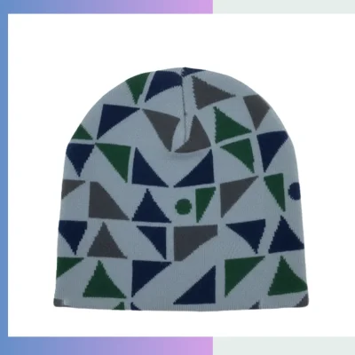 Stock jacquard letter beanie stretch fit custom embroidery brand team beanie