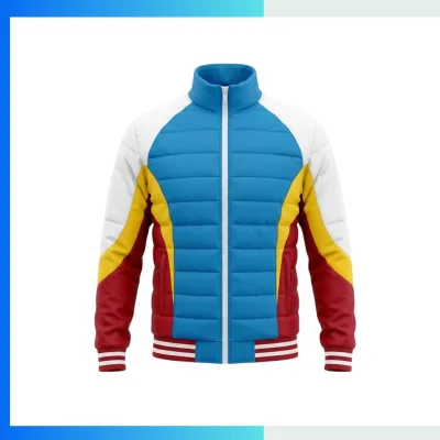 Premium Full Button Baseball Puffer Jacket with Inner Zipper – Custom Embroidered Team Outerwear